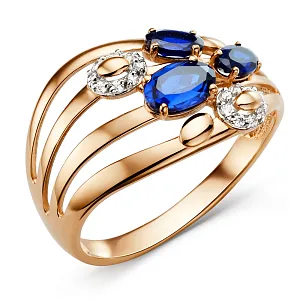 Кольцо из красного золота с корундами