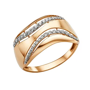 Кольцо из красного золота с фианитами