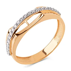 Кольцо из красного золота с фианитами