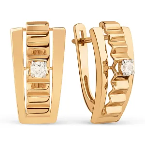 Серьги из красного золота с фианитами