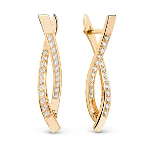 Серьги из красного золота с фианитами