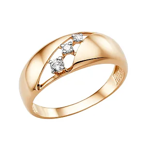 Кольцо из красного золота с фианитами