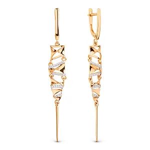 Серьги из красного золота с фианитами