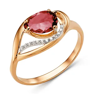 Кольцо из красного золота с бриллиантами и рубином