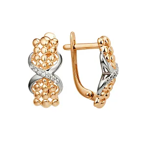 Серьги из красного золота с фианитами