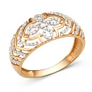 Кольцо из красного золота с фианитами