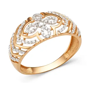 Кольцо из красного золота с фианитами