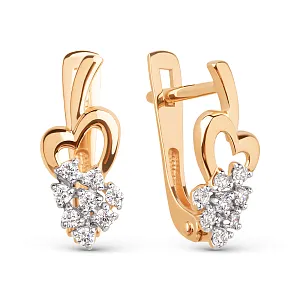 Серьги из красного золота с фианитами