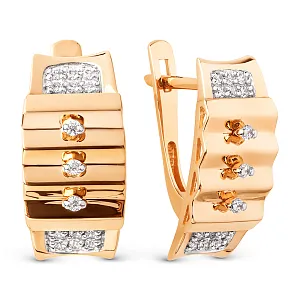 Серьги из красного золота с фианитами