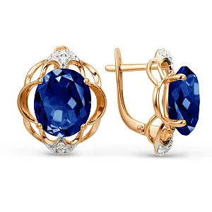 Серьги из красного золота с корундами