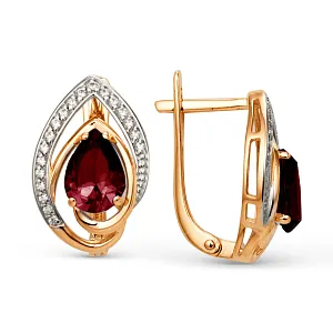 Серьги из красного золота с гранатами