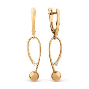 Серьги из красного золота с фианитами