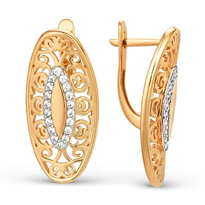 Серьги из красного золота с фианитами