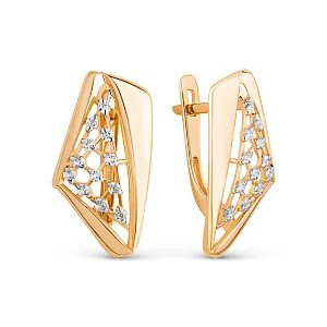 Серьги из красного золота с фианитами