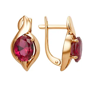Серьги из красного золота с корундами