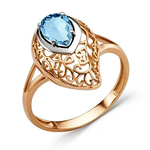 Кольцо из красного золота с swiss топазом