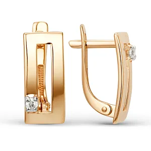 Серьги из красного золота с фианитами