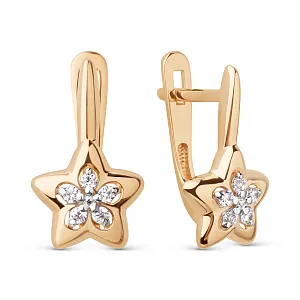 Серьги из красного золота с фианитами