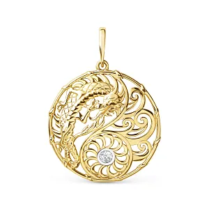 Подвеска из желтого золота с фианитом