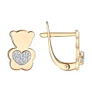 Серьги детские из красного золота с бриллиантами