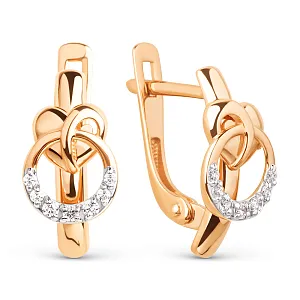 Серьги из красного золота с фианитами