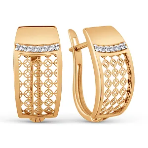 Серьги из красного золота с фианитами