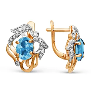 Серьги из красного золота с лондон топазами