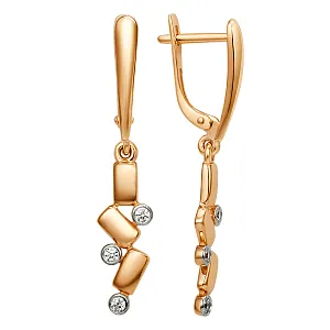 Серьги из красного золота с фианитами