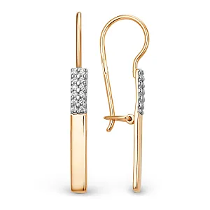 Серьги из красного золота с фианитами