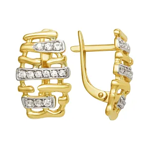 Серьги из желтого золота с фианитами