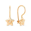 Серьги детские из красного золота с фианитами