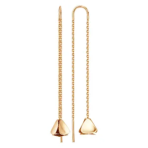 Серьги продевки из красного золота