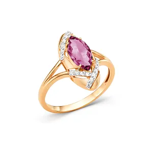 Кольцо из красного золота с корундом