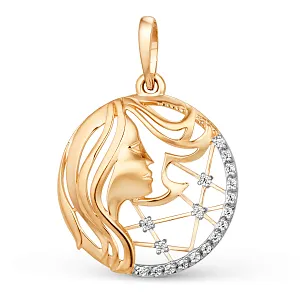 Подвеска из красного золота с фианитами