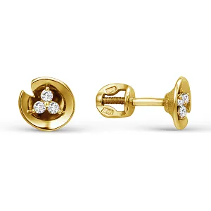 Серьги из желтого золота с фианитами