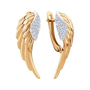 Серьги из красного золота с фианитами