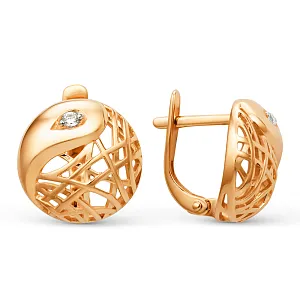 Серьги из красного золота с фианитами