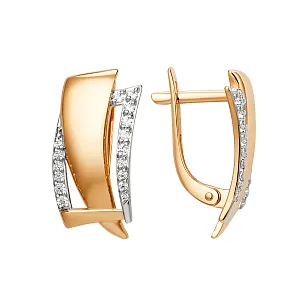 Серьги из красного золота с фианитами