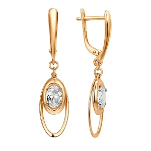 Серьги из красного золота с фианитами