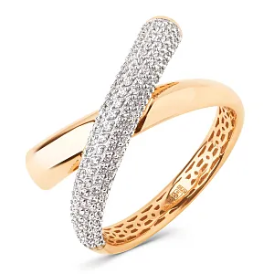 Кольцо из красного золота с фианитами