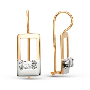 Серьги из красного золота с фианитами