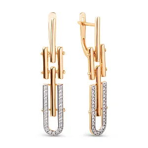 Серьги из красного золота с фианитами