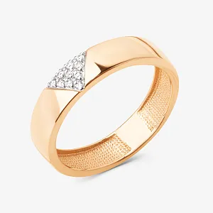 Кольцо из красного золота с фианитами