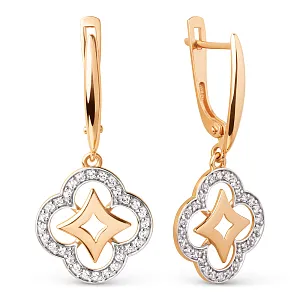 Серьги из красного золота с фианитами