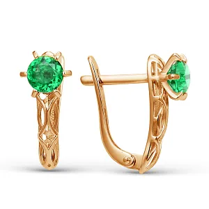 Серьги из красного золота с фианитами