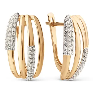 Серьги из красного золота с фианитами