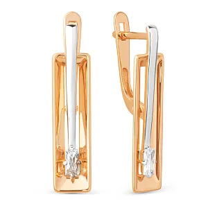 Серьги из красного золота с фианитами