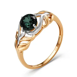 Кольцо из красного золота с изумрудом