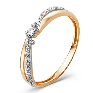 Кольцо из красного золота с фианитами