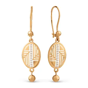 Серьги из красного золота с фианитами